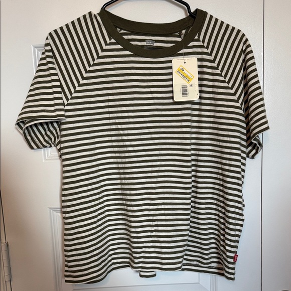 Levi's Tops - NWT Levi's Olive and White Striped T-Shirt XXL